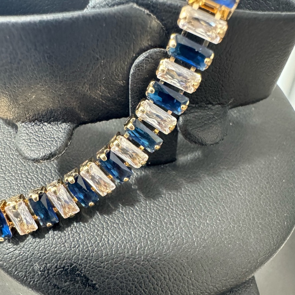 Gorgeous navy blue and clear crystal full tennis bracelet